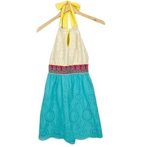 FLYING TOMATO Embroidered Halter Mini Dress